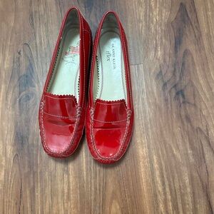 anne klein red patent leather vintage moccasins